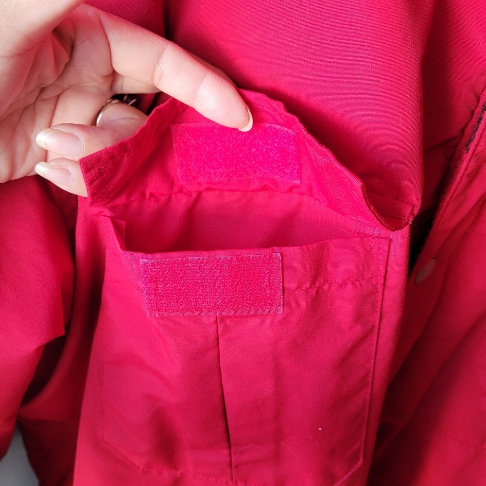 Vintage LL Bean Baxter State Parka Jacket Plaid Wool Lined Hood Red Womens Large - Picture 4 of 16